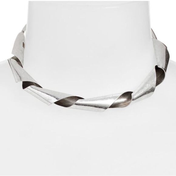 8 OTHER REASONS Twisted Collar Necklace, Silver, Rustic Style, NWT - Picture 3 of 16